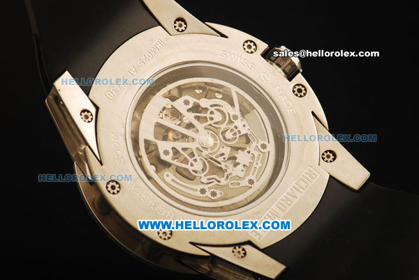 Richard Mille RM 025 Automatic Movement Black Skeleton Dial with Black Rubber Strap - Click Image to Close
